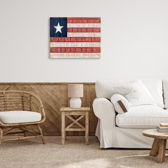 Stupell Industries American Flag with States Canvas Wall Art
